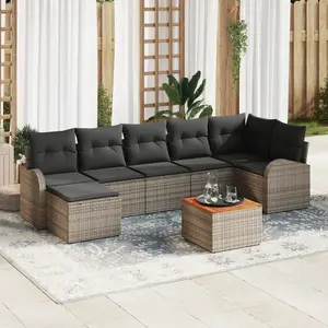 vidaXL Ensemble de canapé de jardin avec stockage 8 pcs Gris polyrotin pas cher