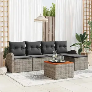 Vidaxl ensemble de canapé de jardin avec stockage 6 pcs gris polyrotin pas cher