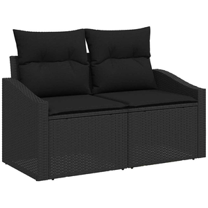 vidaXL Ensemble de canapé de jardin avec stockage 7 pcs Noir polyrotin pas cher