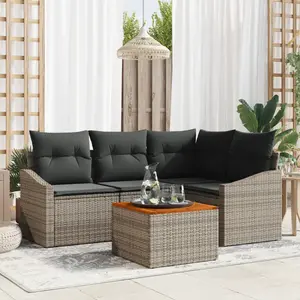 vidaXL Ensemble de canapé de jardin avec stockage 5 pcs Gris polyrotin pas cher
