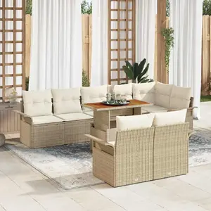 Vidaxl - Ensemble De Canapé De Jardin 9 Pcs Beige Poly Rotin pas cher