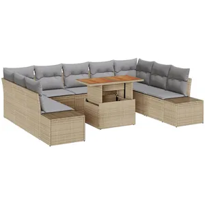 Vidaxl - Ensemble De Canapé De Jardin 10 Pcs Beige Poly Rotin pas cher