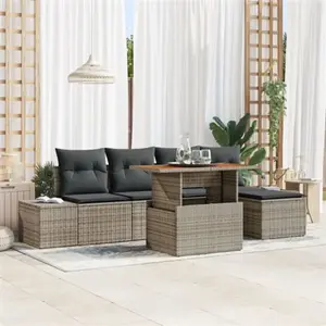Vidaxl ensemble de canapé de jardin 6 pcs gris poly rotin pas cher