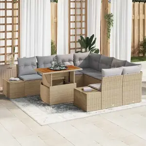 Vidaxl - Ensemble De Canapé De Jardin 9 Pcs Beige Poly Rotin pas cher