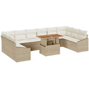 vidaXL Ensemble De Canapé De Jardin Vidaxl 11 Pièces Beige Osier pas cher