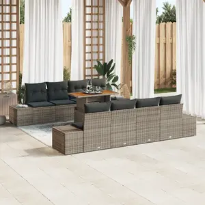 Vidaxl - Ensemble De Canapé De Jardin 9 Pcs Gris Poly Rotin pas cher