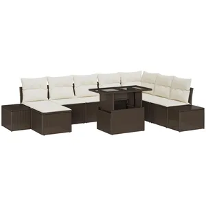vidaXL Ensemble De Canapé De Jardin Vidaxl 9 Pièces Beige Et Marron pas cher