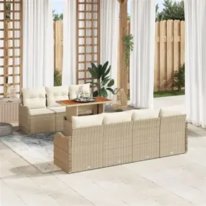 vidaXL Ensemble de canapé de jardin 8 pcs Beige Poly rotin pas cher