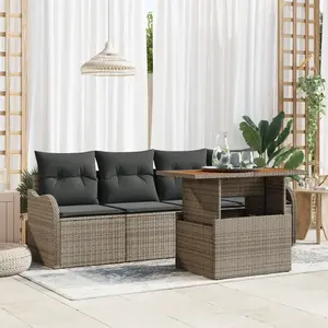vidaXL Ensemble de canapé de jardin avec stockage 5 pcs Gris polyrotin pas cher
