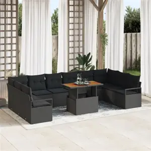 Vidaxl - Ensemble De Canapé De Jardin 11 Pcs Noir Poly Rotin pas cher