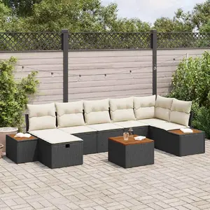 Ensemble De Canapé De Jardin Avec Coussin 8 Pcs Noir Poly Rotin Vidaxl pas cher