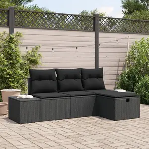 Comparateur de prix : vidaXL Ensemble de canapé de jardin avec coussin 4 pcs Noir Poly rotin