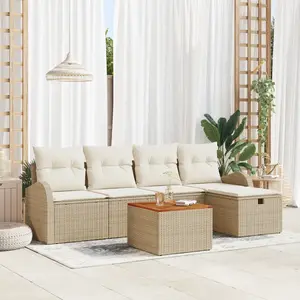 vidaXL Ensemble de canapé de jardin avec coussin 6 pcs Beige polyrotin pas cher
