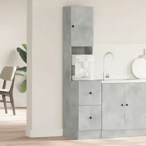 vidaXL Armoire de Cuisine Gris Béton 35x50x180 cm Bois Aggloméré pas cher