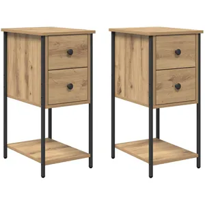vidaXL Cabinet de chevet 2 pcs chêne artisanal 32 x 42 x 70 cm pas cher