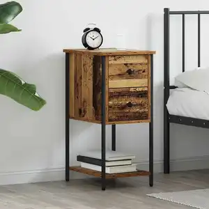 vidaXL Cabinet de chevet avec tiroir Bois ancien 32 x 42 x 70 cm pas cher