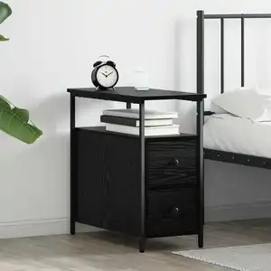 vidaXL Cabinet de chevet avec tiroir Chêne noir 30 x 60 x 60 cm pas cher