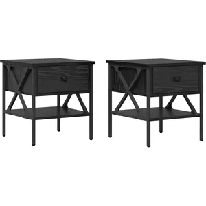 Comparateur de prix : vidaXL Table de chevet avec tiroir 2 pcs Chêne noir 40 x 42 x 45 cm