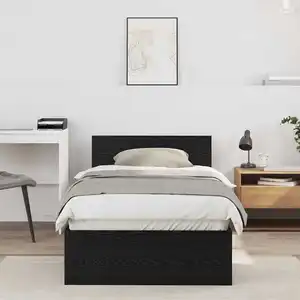 vidaXL Cadre de lit  noir avec tête de lit, 75x190 cm pas cher