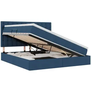 vidaXL Lit de Rangement Bleu 180 x 200 cm Cuir synthétique pas cher