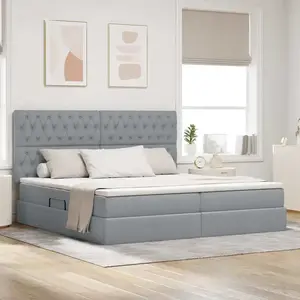 vidaXL Lit de Rangement Gris clair 200 x 200 cm Cuir synthétique pas cher