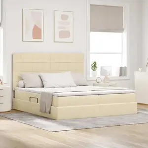 vidaXL Lit de Rangement Crème 180 x 200 cm Cuir synthétique