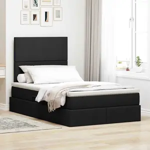 vidaXL Lit avec espace de rangement et LED Noir 120 x 200 cm Polyester pas cher