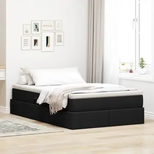 vidaXL Lit avec rangement et matelas Noir 120 x 200 cm Polyester pas cher