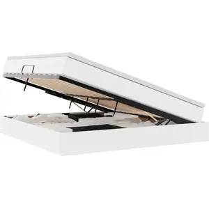 vidaXL Lit avec rangement et matelas avec matelas Blanc 200 x 200 cm pas cher