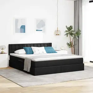 vidaXL Lit avec rangement et matelas avec matelas Noir 160 x 200 cm pas cher