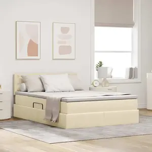 vidaXL Lit de rangement avec matelas Crème 140 x 190 cm Bois composite pas cher