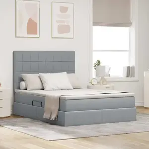 vidaXL Lit de Rangement Gris clair 140 x 200 cm Cuir synthétique pas cher