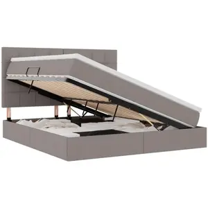 vidaXL Lit de Rangement Taupe 180 x 200 cm Cuir synthétique pas cher
