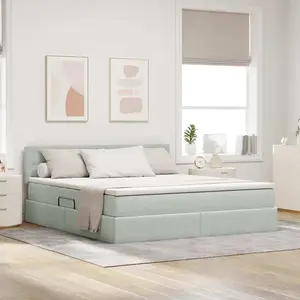 vidaXL Lit avec des lumières à LED Gris clair 180 x 200 cm Velours pas cher