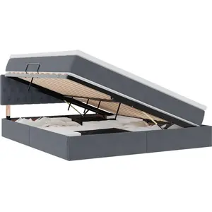 vidaXL Vidaxl Lit Avec Des Lumières À Led Gris Foncé 160 X 200 Cm Velours pas cher