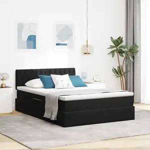 vidaXL Lit avec des lumières à LED Noir 140 x 200 cm Velours pas cher