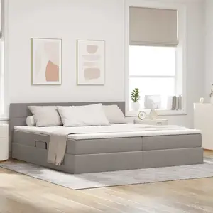 vidaXL Lit avec des lumières à LED Taupe 200 x 200 cm tissu pas cher