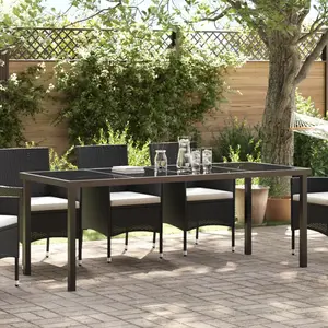 vidaXL Table De Jardin Vidaxl Noire 200x80x73 Cm En Verre Trempé pas cher