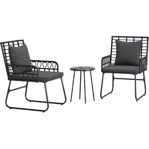 vidaXL Ensemble de salle à manger pour jardin 3 pcs Noir, Anthracite pas cher