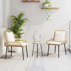 Comparateur de prix : vidaXL Ensemble de salle à manger pour jardin avec oreiller 3 pcs