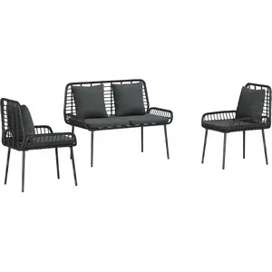 vidaXL Ensemble de salle à manger pour jardin 3 pcs Noir, Anthracite pas cher