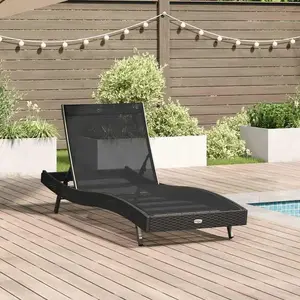 Comparateur de prix : Vidaxl chaise longue noire en poly rattan et textilène