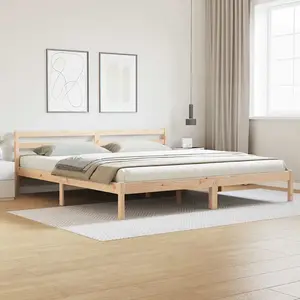 vidaXL Cadre de lit Marron 225,5 x 205,5 x 69,5 cm Bois de Pin Massif pas cher