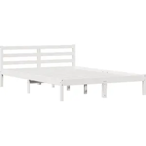vidaXL Cadre de lit Blanc 225,5 x 145,5 x 69,5 cm Bois de Pin Massif pas cher