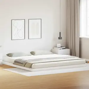 Cadre De Lit Surélevé Blanc 180 X 220 Cm Bois De Pin Massif Vidaxl pas cher