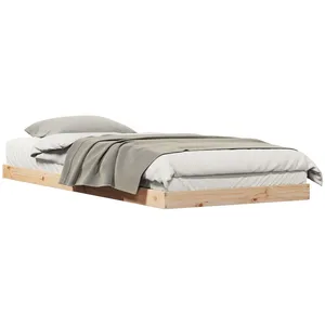vidaXL Cadre De Lit Au Sol Vidaxl Blanc 100x220 Cm Bois Massif Pin pas cher