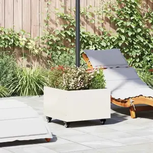 Comparateur de prix : vidaXL Base de parasol avec jardinière Blanc 45 x 45 x 45 cm Acier