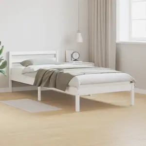 vidaXL Cadre de lit Blanc 225,5 x 95,5 x 69,5 cm Bois de Pin Massif pas cher