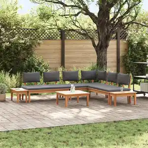 vidaXL Ensemble de banc de jardin 3 pcs Marron et gris foncé et marron pas cher