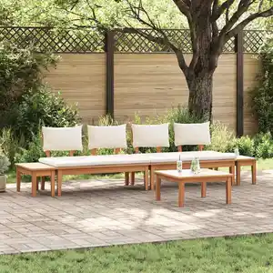 Vidaxl - Ensemble De Banc De Jardin Avec Coussin 5 Pcs Marron, Crème pas cher